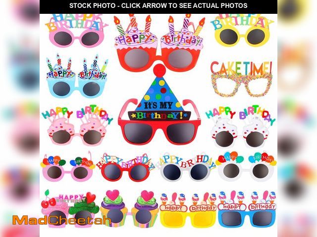 Lot 74-14146394 - DAVAXI 16 Pairs Happy Birthday Sunglasses Funny Photo Props Sunglasses Happy Birthday Party Novelty ...
