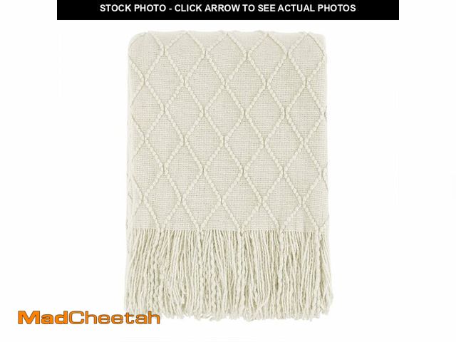 Lot 74-14332005 - BOURINA Beige Throw Blanket 50x60 Inches Throw Textured Solid Soft Sofa Couch Decorative Knit Blanke...