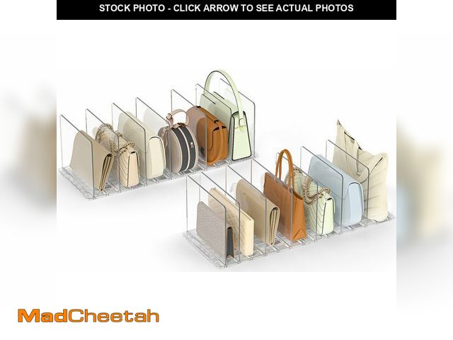 Lot 74-12717273 - SortNStore Bag &amp; Purse Organizer for Closet: Adjustable Clear Handbag Storage Shelf - Plastic Cl...