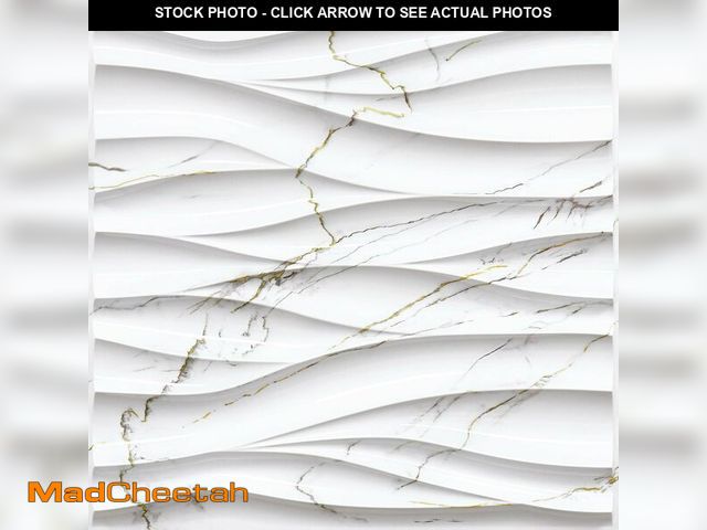Lot 74-14068402 - STICKGOO Wave Wall Panels for Interior Wall Decor, White Marble Mixed Gold Thread 3D Wall Panels Acc...