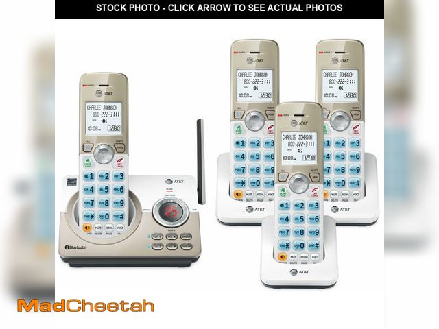 Lot 74-13540290 - AT&amp;T 4-Handset DECT 6.0 Expandable Cordless Home Phone with Large Display, Big Buttons, Answerin...