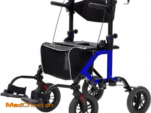 Lot 74-12170658 - ELENKER All-Terrain 2 in 1 Rollator Walker &amp; Transport Chair, Folding Wheelchair with 10" Non-Pn...