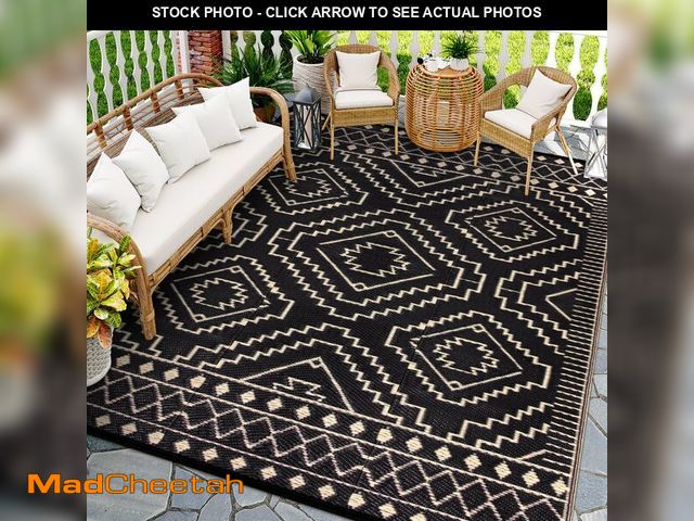 Lot 74-14304009 - Wonnitar 9x12 Outdoor Rug, Large Waterproof Reversible Plastic Straw Rug for Patios, Indoor/Outdoor ...