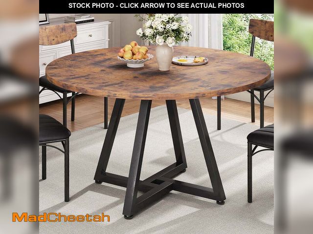 Lot 74-14288331 - Hijob 42 Inch Rustic Round Dining Table, Circle Dining Table for Dining Room, Home(Only Table) - UNU...