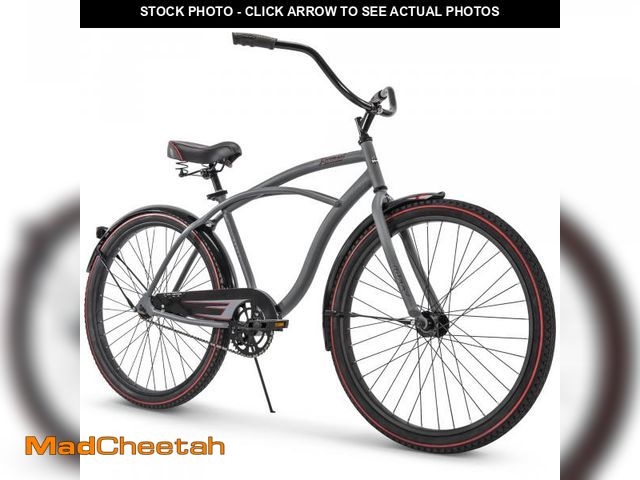 Lot 74-12103845 - Huffy Fairmont 26" Cruiser Bike Mens, Matte Gray Frame, Comfort Padded Saddle, Ergonomic Design, Ant...