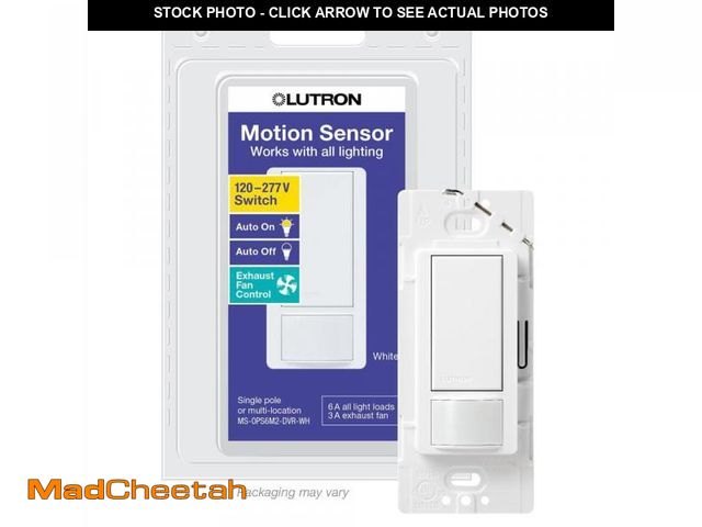 Lot 74-12533123 - Lutron Maestro Dual Voltage Motion Sensor Switch, 6-Amp/Single-Pole, White (MS-OPS6M2-DVR-WH) - UNUS...