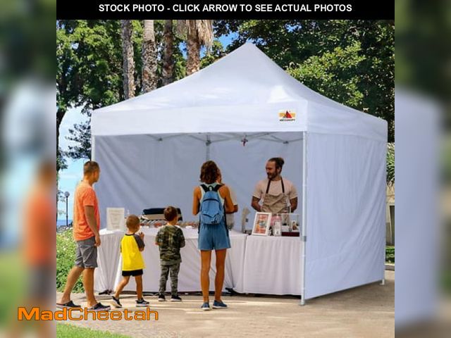 Lot 74-12172225 - ABCCANOPY 10 Ft X 10 Ft Metal Pop-up Commercial Canopy Tent with Walls  White - UNUSED
