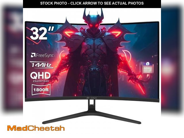 Lot 74-12339903 - CRUA 32" Curved Gaming Monitor, 144Hz QHD VA Screen, 1800R, FreeSync, 99 sRGB, Low Blue Light, HDMI/...