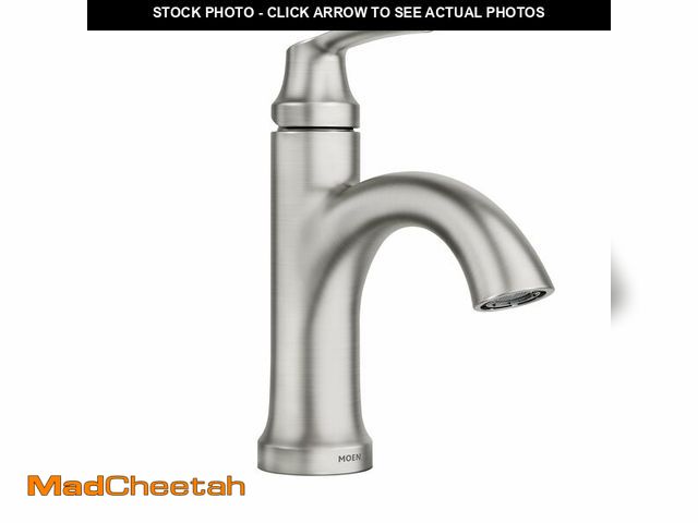 Lot 74-13801821 - Moen Wellton Spot Resist Brushed Nickel One Hole Single-Handle Bathroom Faucet with Optional Deck Pl...
