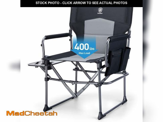 Lot 74-12834244 - EVER ADVANCED Camping Director Chair with Side Table, Heavy Duty Portable Folding Lawn Chair for Bea...