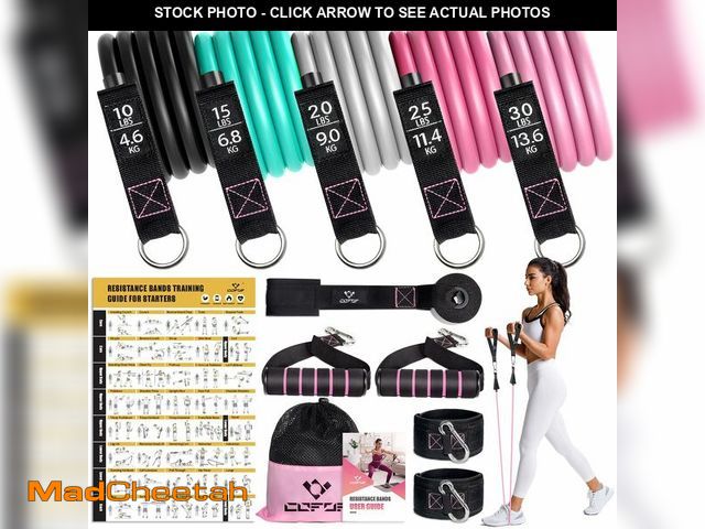 Lot 74-12705258 - Resistance Bands with Handles for Women, 5 Level Exercise Bands Workout Bands for Physical Therapy, ...
