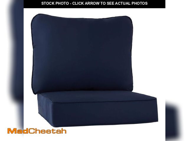 Lot 74-14115372 - Greendale Home Fashions 24 in. x 24 in. 2-Piece Outdoor Deep Seat Lounge Chair Cushion in Navy - UNU...