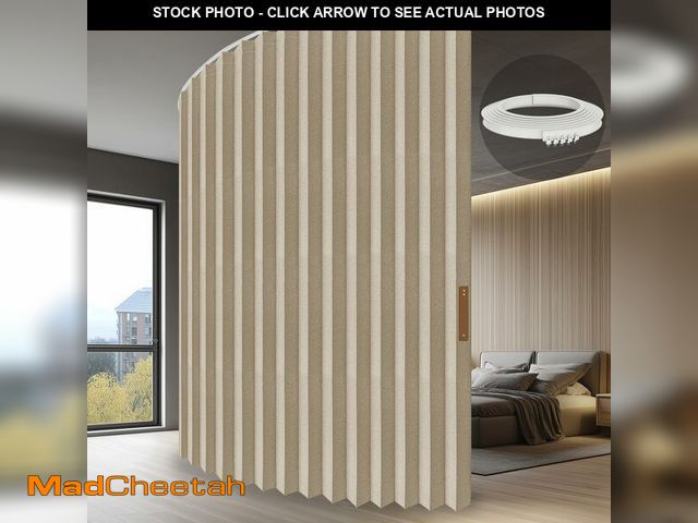 Lot 74-12701958 - ILRON Accordion Folding Room Partition with Ceiling Track - Retractable Room Divider Curtain, Effort...