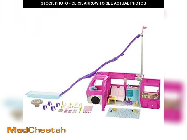 Lot 74-12509935 - Barbie Camper, Doll Playset with 60 Accessories, 30-Inch-Slide and 7 Play Areas, Dream Camper - UNUS...