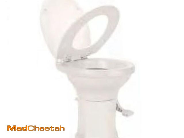 Lot 74-12158723 - CAMCO 41715 Premium Ceramic Camper/RV Toilet | Features Gravity Flush System with Convenient Foot Pe...