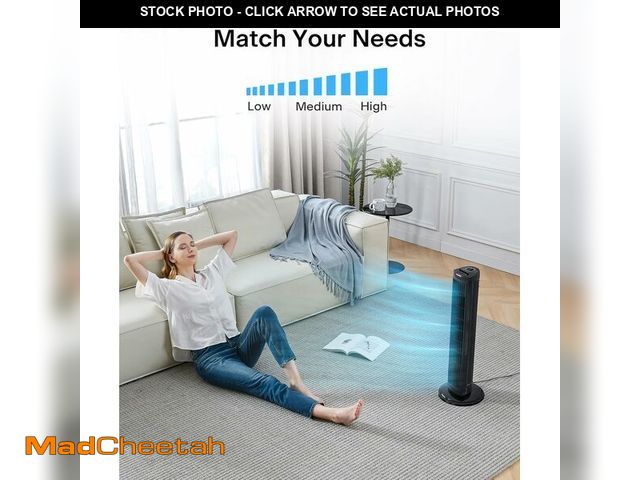 Lot 74-14370115 - 30 Inch Oscillating Tower Fan with 3 Speed Settings and Auto-off Timer, Standing Fan PFT28A2BBB, Bla...