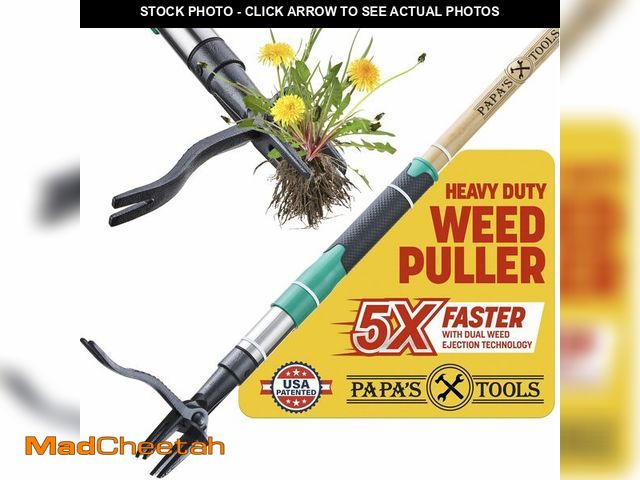 Lot 74-13062826 - Papa's Tools Weed Puller Tool, 44" Stand Up Weeder Garden Tools &amp; 4 Claw Steel Head, Dual Weed E...