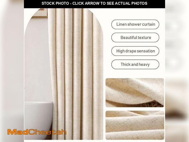 Lot 74-12328606 - Linen Shower Curtain Beige Boho Farmhouse Shower Curtains for Bathroom Fabric Cream Cloth Liner 72 x...