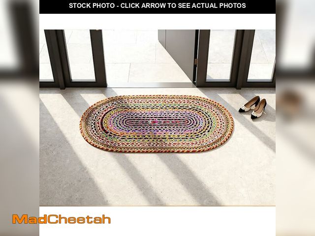 Lot 74-14266017 - Craft Trade Hand Woven Jute Braided Rug, Natural Reversible Boho Area Rug, Chunky Textured Multi Col...