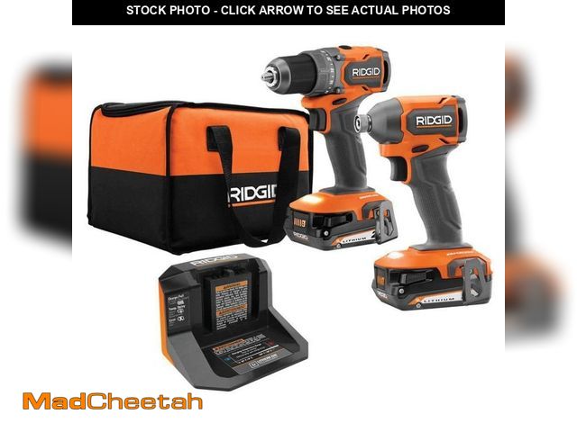 Lot 74-13778776 - RIDGID 18V SubCompact Brushless 2-Tool Combo Kit with Drill/Driver, Impact Driver, (2) 2.0 Ah Batter...