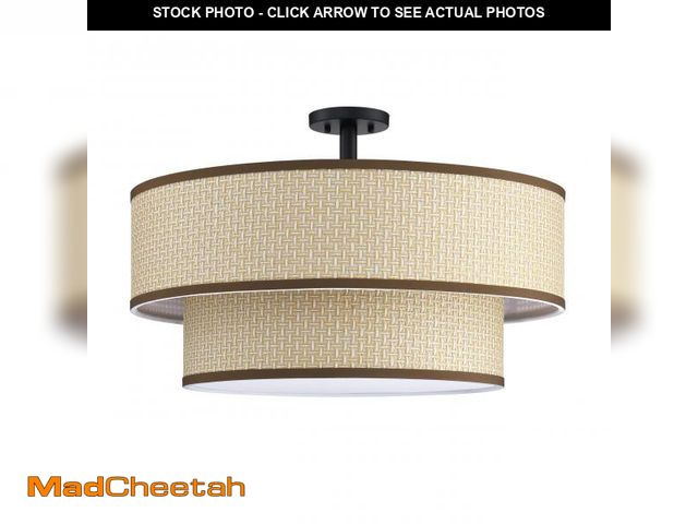 Lot 74-12100261 - RAINLIGHTING 5 Light Fabric Semi Flush Mount,Close to Ceiling Fixture with Light Linen Fabric Shade ...