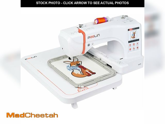 Lot 74-13213380 - PooLin EOC06 Embroidery Machine,7" Touchscreen,7.9"x11" Hoop Area,Computerized Home Embroidery Machi...