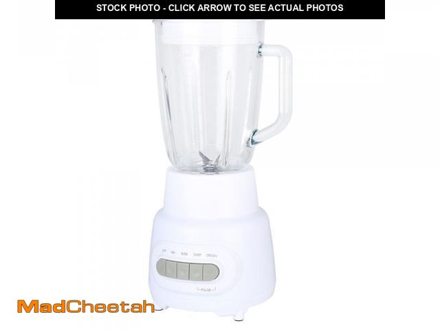 Lot 74-12421602 - Mainstays Glass Jar 5 Speed Blender with 6-Cup Jar (48 Oz) Capacity, Article White,New - UNUSED