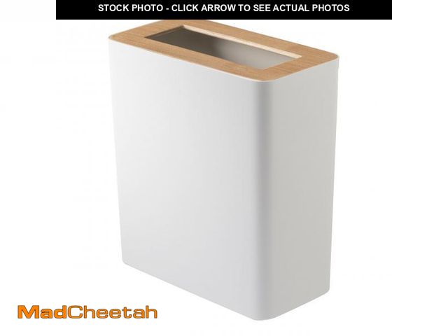 Lot 74-12315470 - Yamazaki Home Trash Can - Small Modern Home Wastebasket for Bathroom Kitchen office Steel + Wood One...