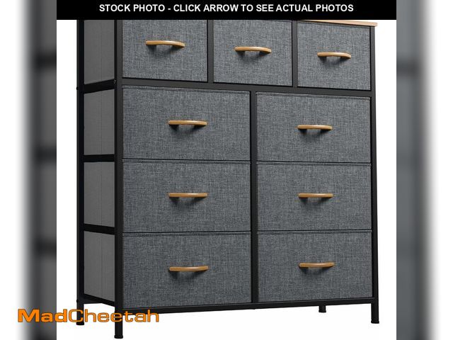 Lot 74-12633483 - YITAHOME Dresser with 9 Drawers, Fabric Dresser for Bedroom, Living Room, Hallway, Closets (Dark Gre...