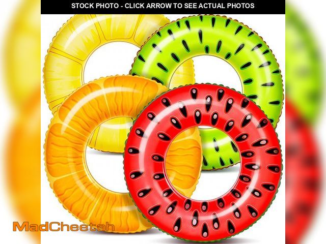 Lot 74-12312948 - Sloosh 4 Pack Inflatable Pool Floats Fruit Tube Rings, Fruit Swim Tubes, Pool Floaties Toys, Beach S...