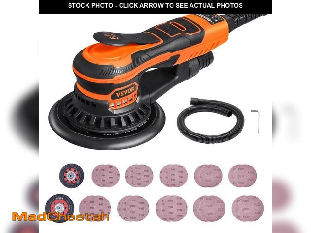 Lot 74-14254734 - VEVOR Random Orbital Sander 5 and 6 in. 110A Corded 350-Watt Brushless Orbital Sander 10K PRM 6-Vari...