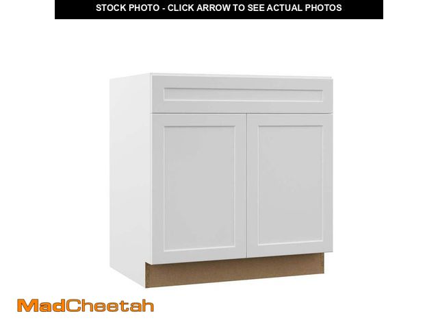 Lot 74-12884133 - Hampton Bay Designer Series Melvern 33 in. W x 24 in. D x 34.5 in. H Assembled Shaker Sink Base Kitc...