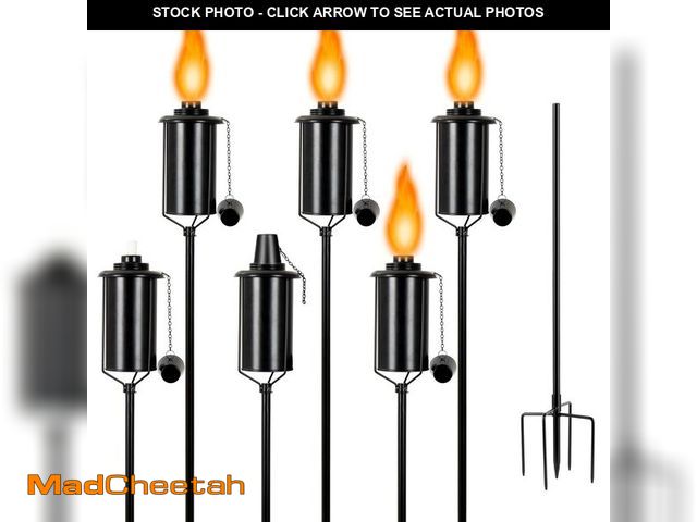 Lot 74-12443042 - TaoTazon 6 Packs Metal Garden Torches for Outside, 16oz Outdoor Metal Torch, Citronella Torches Ligh...