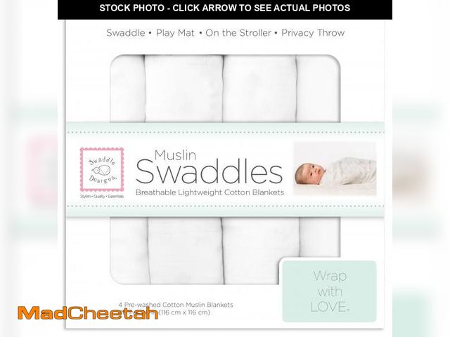 Lot 74-12121566 - SwaddleDesigns Cotton Muslin Swaddle Blankets, Set of 4, Receiving Blankets for Baby Boys &amp; Girl...