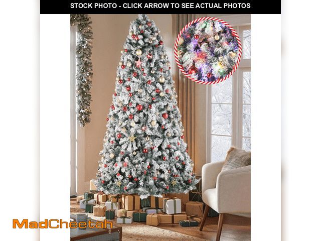 Lot 74-12816973 - Ktaxon 9ft Pre-lit Artificial Christmas Tree , Snow Flocked Full Prelighted Xmas Tree with 900 LED L...