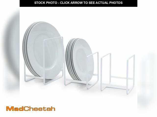 Lot 74-14061014 - Juvale 3-Piece Plate Organizer - Space-Saving Cabinet Storage &amp; Dish Storage Rack - Plate Stand ...