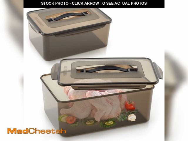 Lot 74-14271661 - Reallnaive 2 Pcs Marinating Containers with Lid 12.5 and 8.3 Quart Plastic Food Brining Containers D...