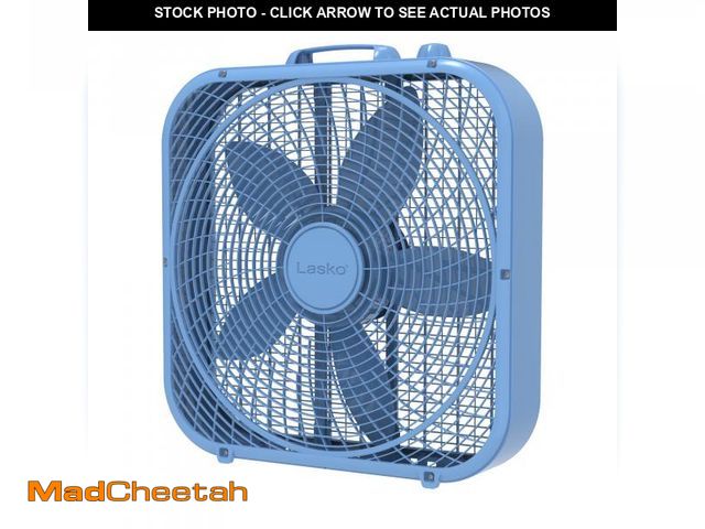 Lot 74-12527184 - Lasko 20" Cool Colors 3-Speed Box Fan with Weather-Resistant Motor, Blue, B20310 - USED