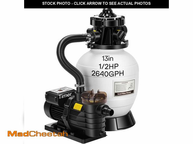 Lot 74-14217132 - VIVOHOME Sand Filter Pump with 1/2 HP Motor, 2640 GPH w/Timer for in/Above Ground Pools up to 14,000...