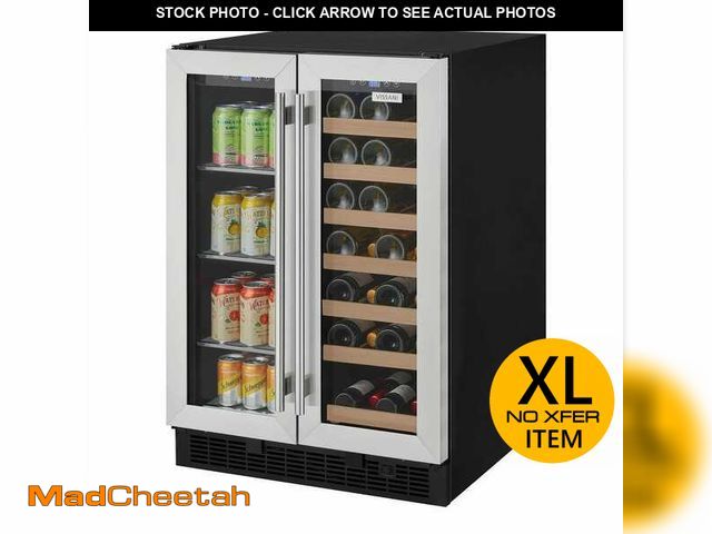 Lot 74-13002580 - Vissani Dual Zone 24 in. Built-in 27-Bottle Wine and 60-Can Beverage Cooler in Stainless Steel - UNU...