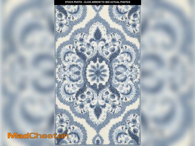 Lot 74-12510342 - Maples Rugs Vivian Medallion Kitchen Rugs Non Skid Accent Area Carpet [Made in USA], 1'8 x 2'10, Blu...