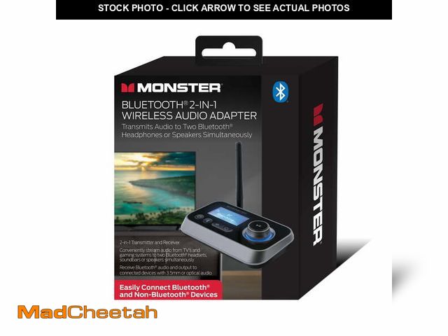 Lot 74-12886213 - Monster 2-in-1 Bluetooth Transmitter for TV &amp; Speakers, Wireless Bluetooth Adapter, Black - USED