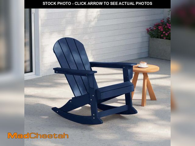 Lot 74-14351183 - WestinTrends Malibu Outdoor Patio Porch Rocking Adirondack Chair, Navy Blue - UNUSED