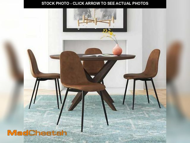 Lot 74-13098594 - Homy Casa Charlton Brown Faux Suede Upholstered Dining Chairs (Set of 4) - UNUSED