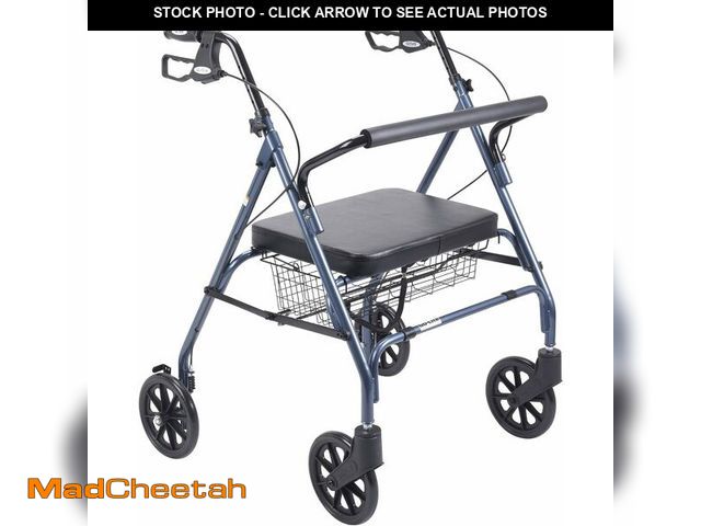 Lot 74-14250700 - Drive Medical 10215BL-1 Bariatric Foldable Rollator Walker with Seat, Blue - UNUSED