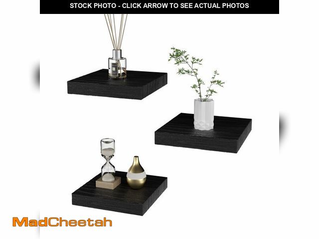 Lot 74-12704861 - PopiShelves Small Floating Shelves for Wall - 6 Inch Mini Square Black Shelves for Bedroom, Living R...