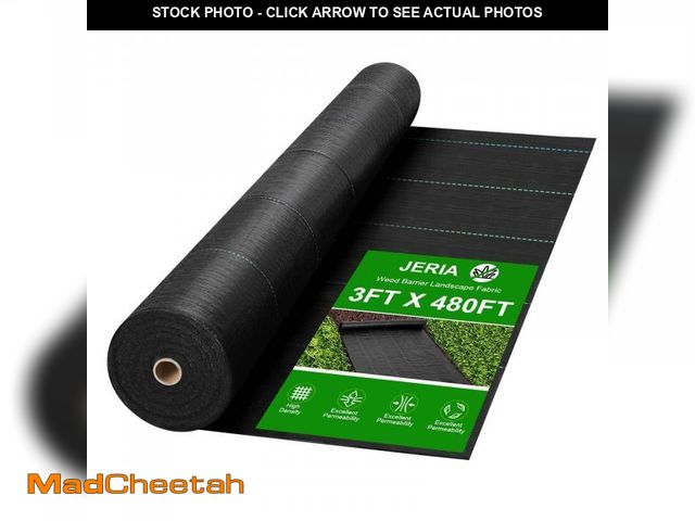 Lot 74-12522041 - JERIA 3ft x 480ft Weed Barrier Landscape Fabric Heavy Duty 3.2oz,Weed Control Fabric,Garden Weed Blo...