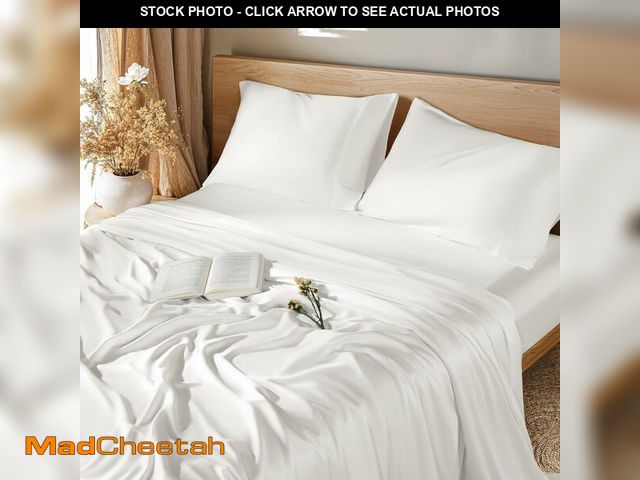 Lot 74-13473938 - LBRO2M 100% Mulberry Silk Satin Sheets Set King Size Silk Fitted Sheet16 Deep Pocket Cool Bedding Sh...