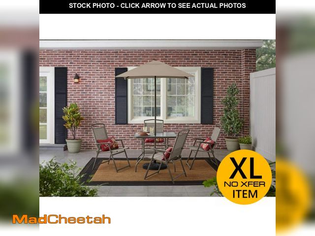 Lot 74-14243101 - *MISSING CHAIRS* StyleWell Amberview 6-Piece Sling Folding Outdoor Dining Set with Umbrella *MISSING...