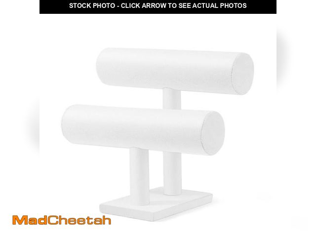 Lot 74-11549909 - Flexzion White Velvet Hovering 2 Tier T-bar Jewelry Stand Display Storage Store Rack - Removable Nec...